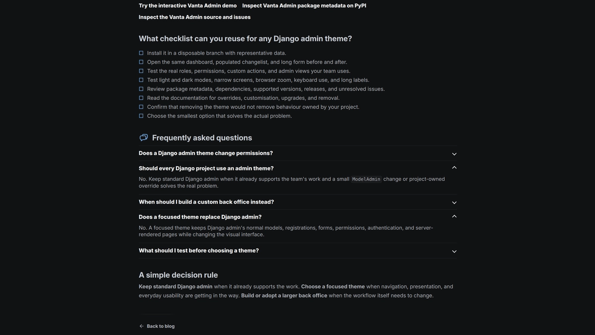 The same oli-dev0 Blog article displayed in dark theme