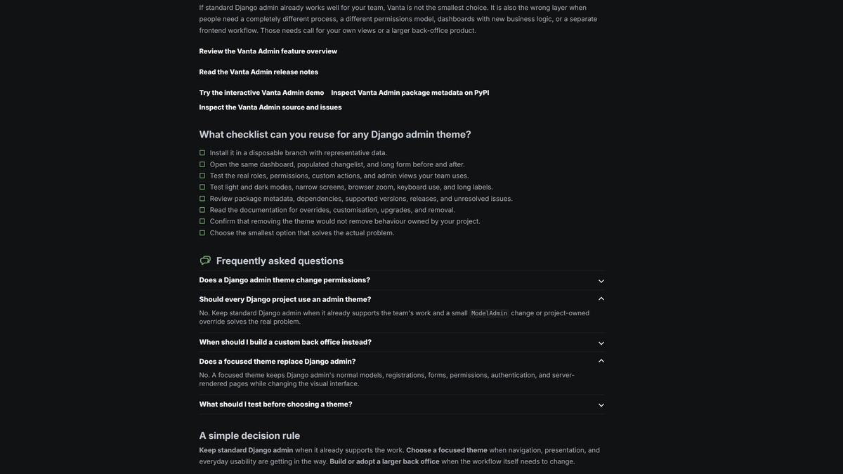 The same oli-dev0 Blog article displayed in dark theme
