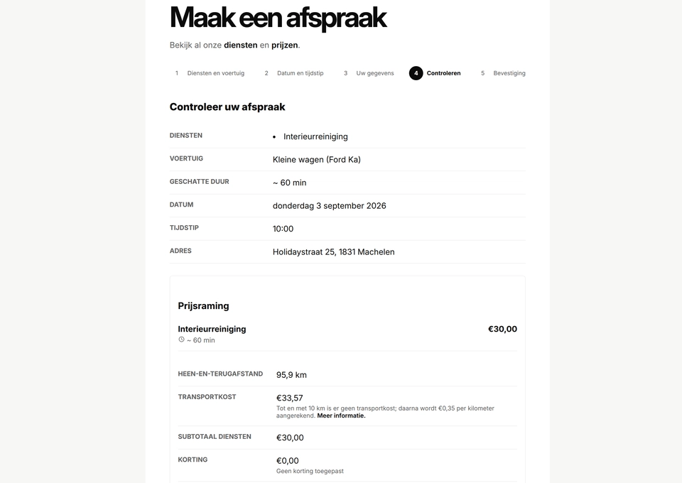 Appointment review page.