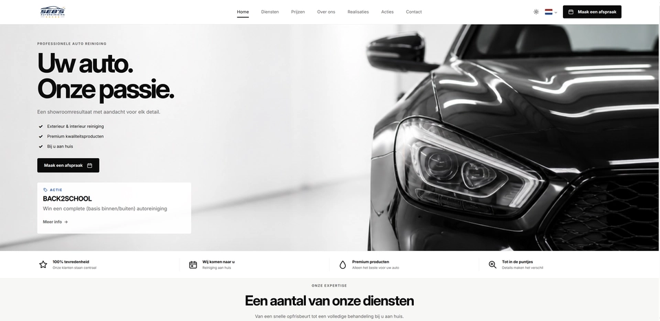 Seb’s Autoreiniging homepage.