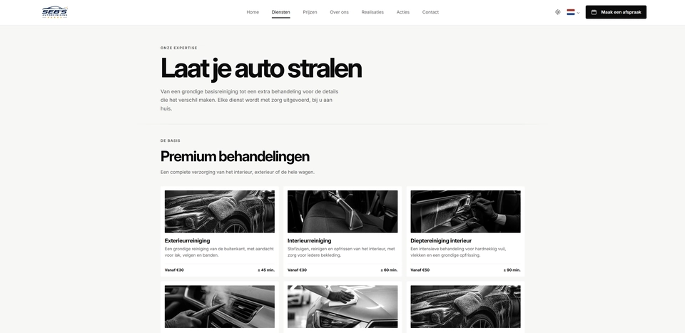 Car-cleaning services with prices.